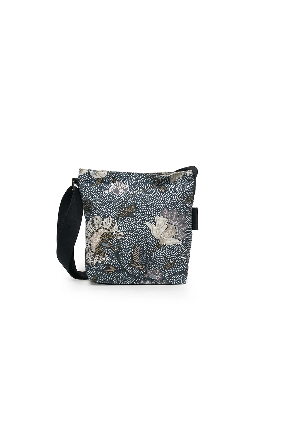 Ceannis Small Shoulder Bag Flower Linen Denim Blue