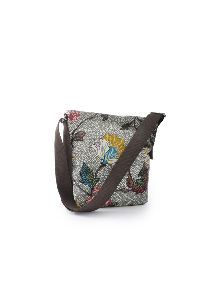 Ceannis Small Shoulder Bag Flower Linen Grey