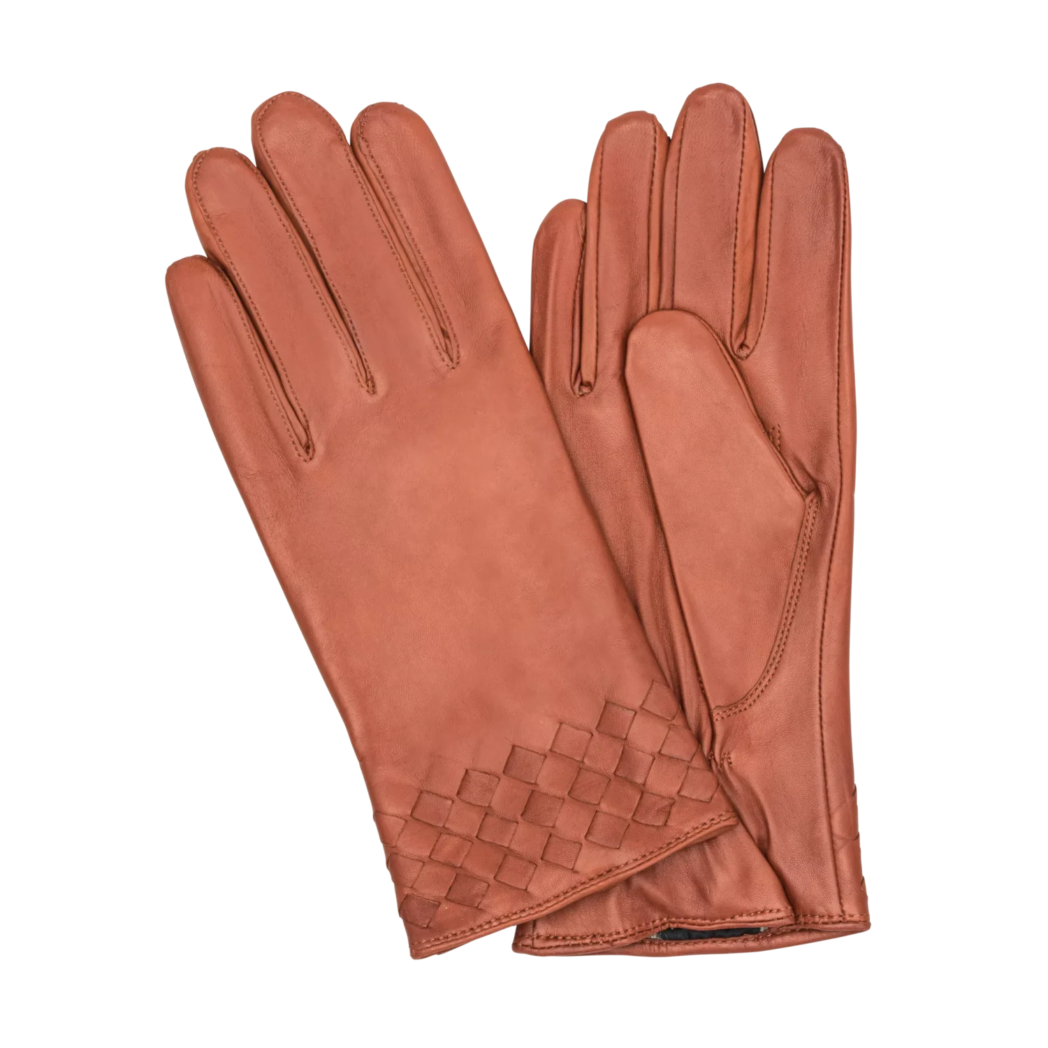 HK Damhandskar Lammnappa Mönster Cognac