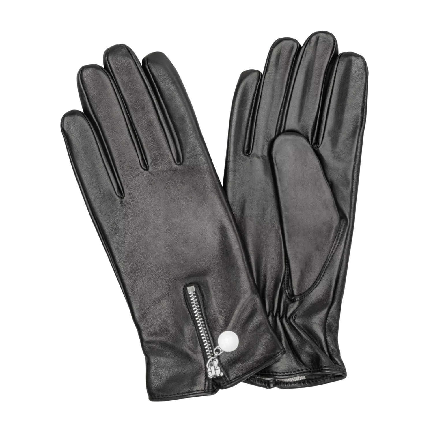 HK Dam skinnhandskar Lammnappa Metalldragkedja Black