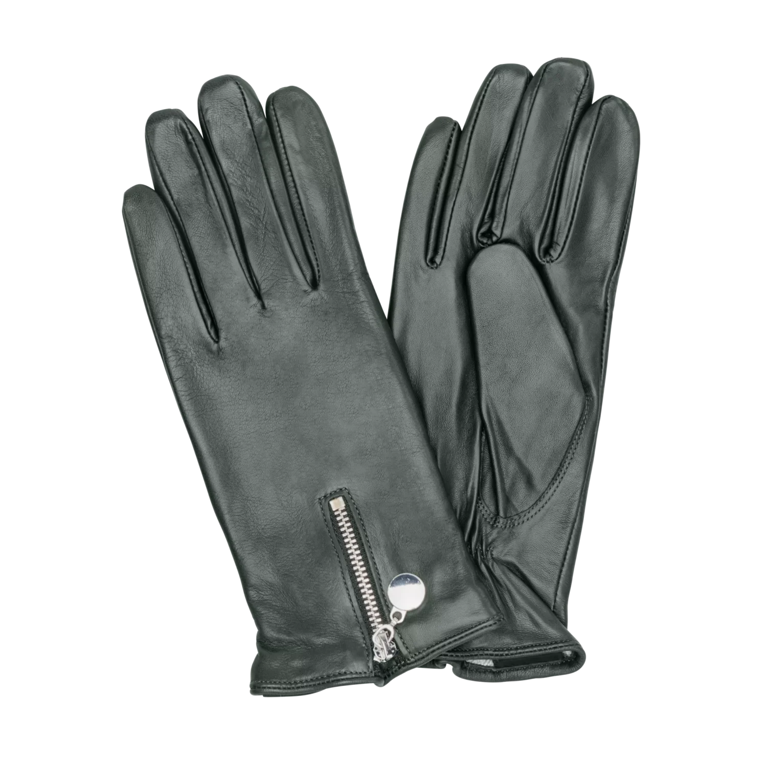 HK Dam skinnhandskar Lammnappa Metalldragkedja Brown