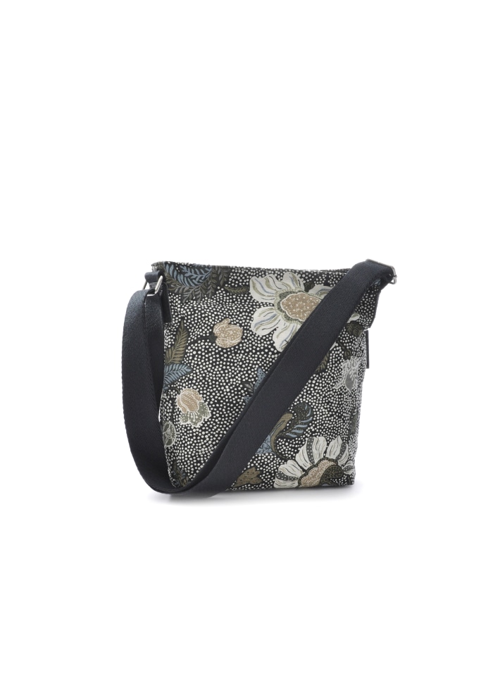 Ceannis Small Shoulder Bag Flower Linen Black