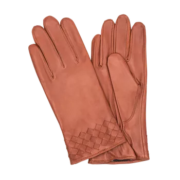 Handskkompaniet Damhandskar Cognac vävt mönster