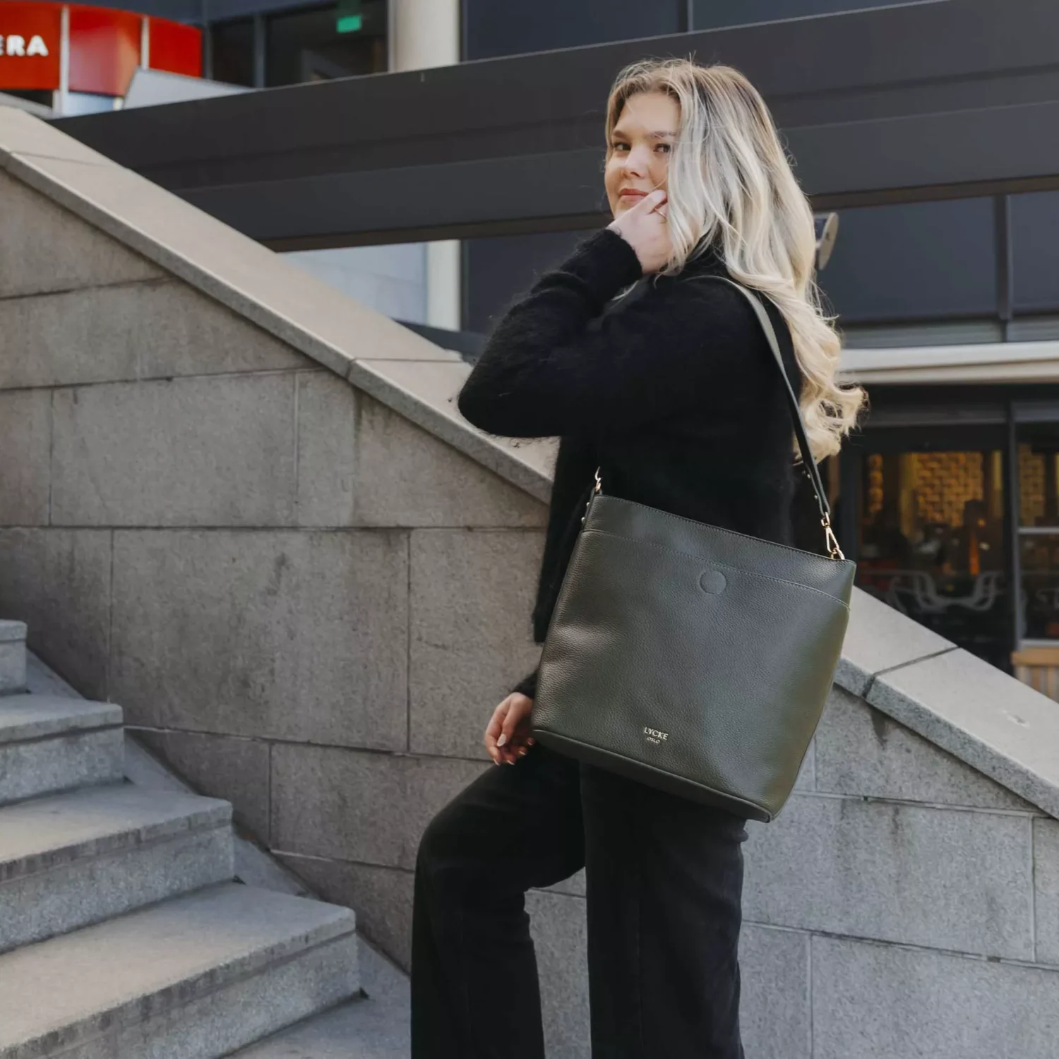 Lycke Vera Handväska Bucketbag Green